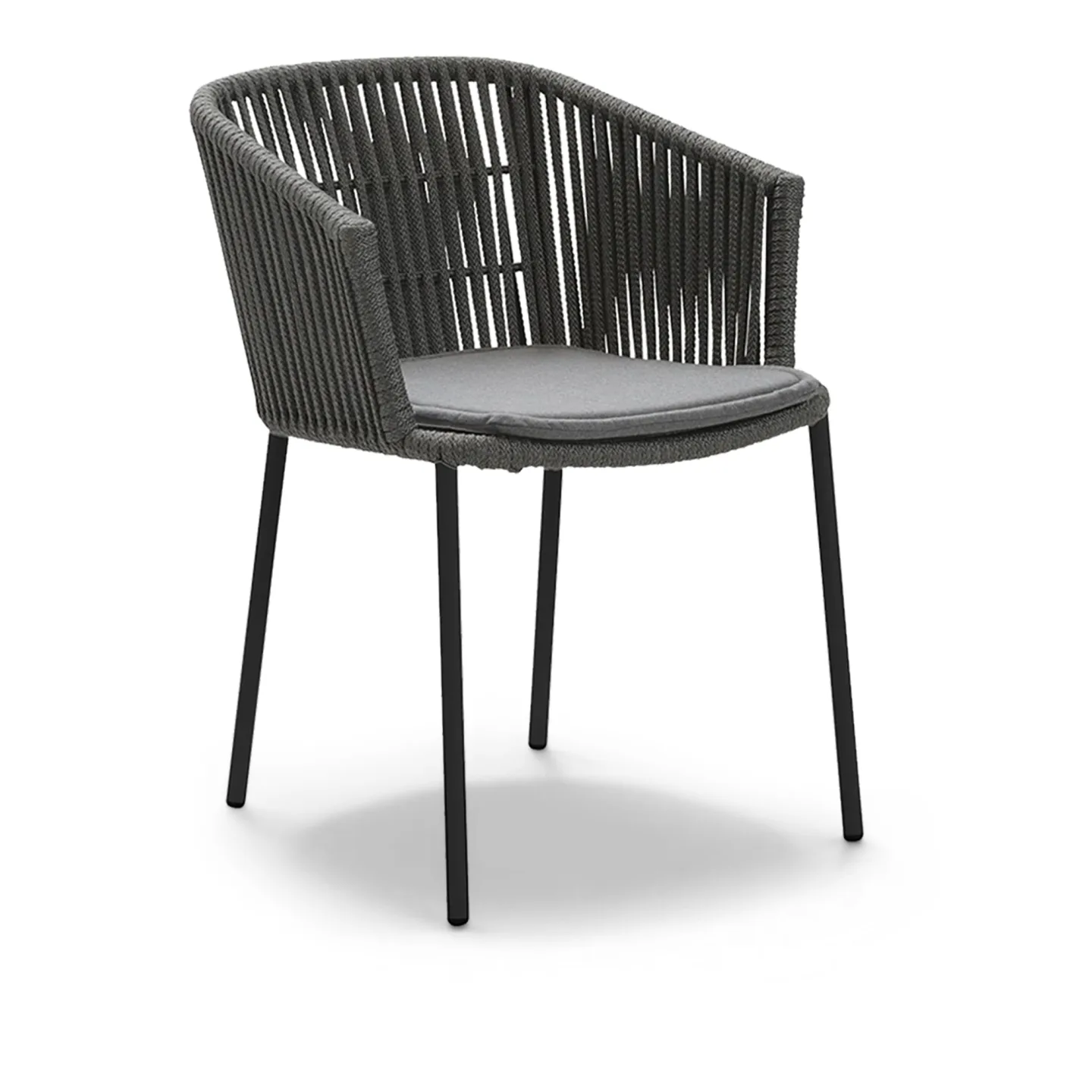 Cane-Line - Moments Stol Stapelbar, Dark Grey inkl Dyna - Matstolar utomhus - Foersom & Hiort-Lorenzen MDD - Grå - Plast