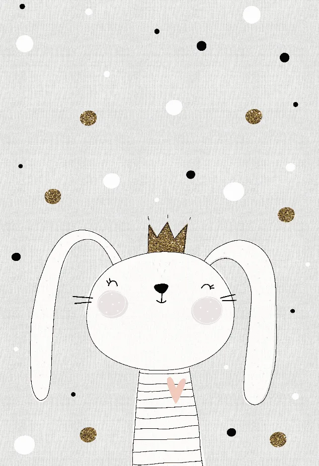 Barneteppe - Rabbit Crown (grå) (Størrelse: 120 x 170 cm)