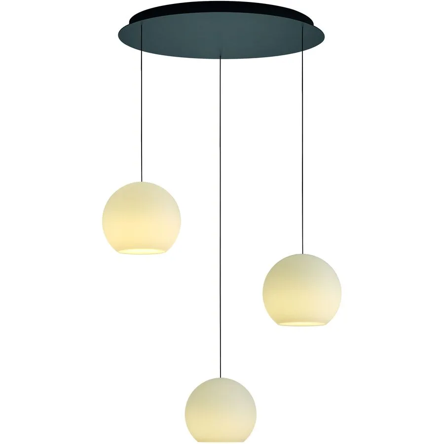 Designer-Pendellampe Bankamp Globe schwarz 3-flammig dimmbar D 67 cm - LED - Lichtfarbe: Extra warmweiss - Material: Silikon/Eisen -