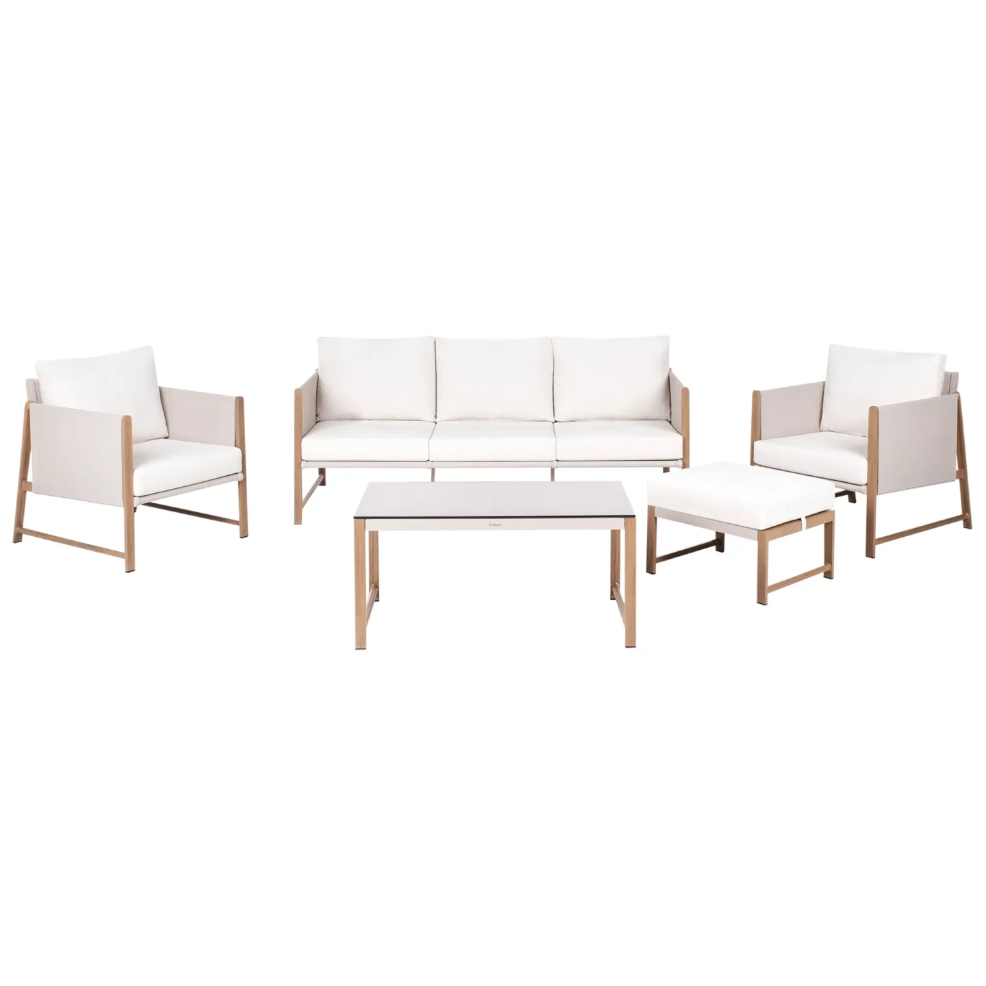 Soffgrupp utomhus med Bord och Fotpall 5-Sits Nola - Beige/Brun