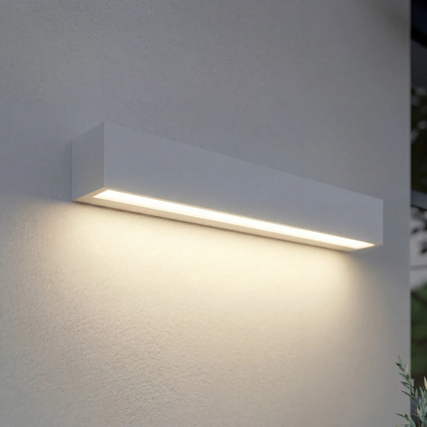 Lengo udendørs LED-væglampe, 50 cm, hvid, nedadrettet lys, 3000 K – Lucande - Moderne - Aluminium - Kantet