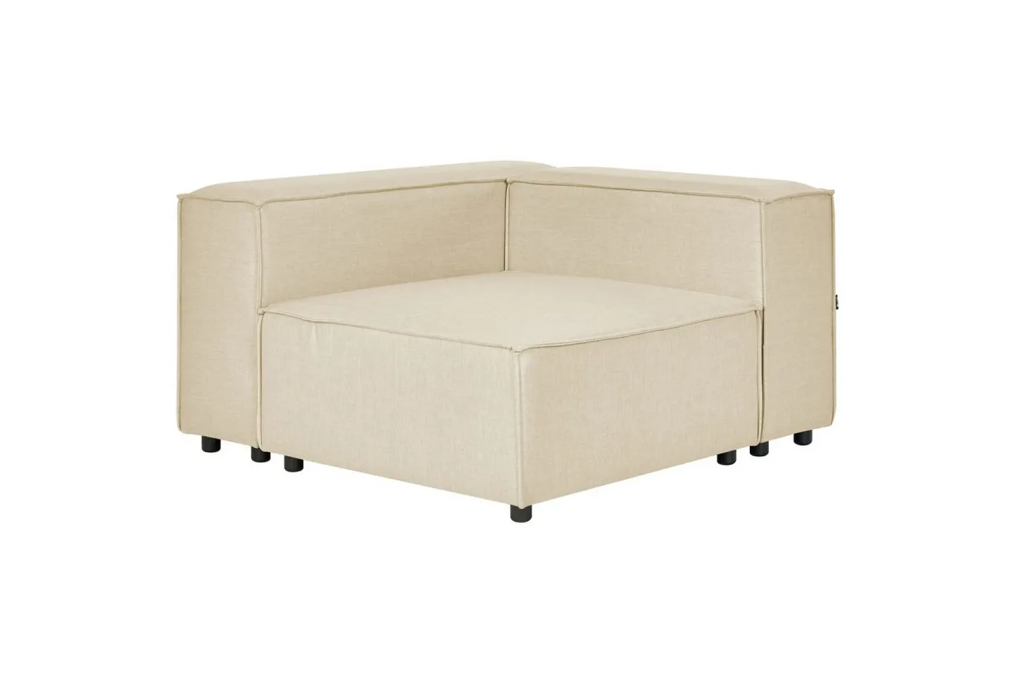 Hörnsektion Aprica Beige, svart, Linne - Beige