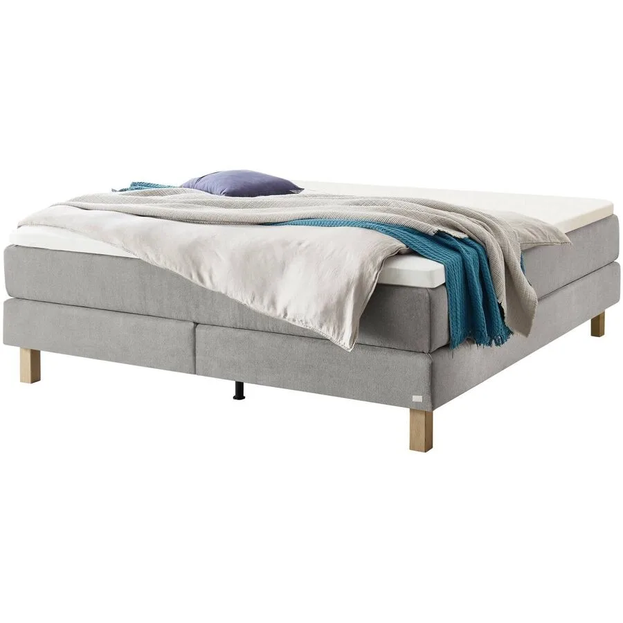Hasena Boxspringbett Carlota Light Grey Stoff 200 x 200 cm