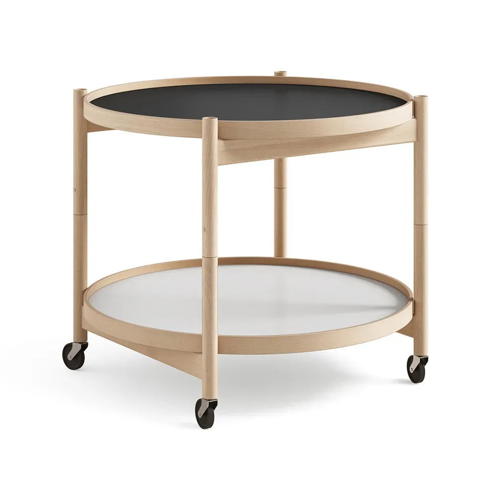 Brdr. Krüger Bølling Tray Table model 60 Servierwagen Sockel, Buchenholzgestell geölt