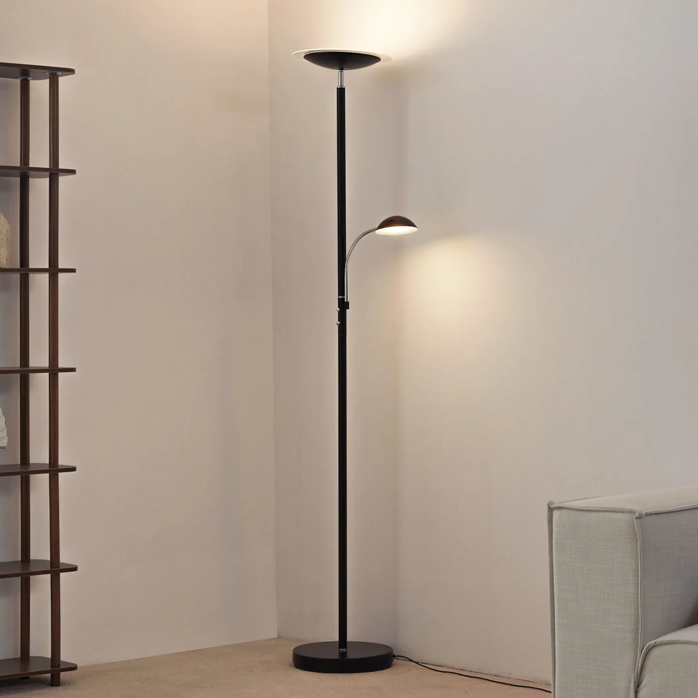 Malea LED Stehleuchte w/Arm Black - Lindby - Wohnzimmer - Modern - Metall - Mehrflammig