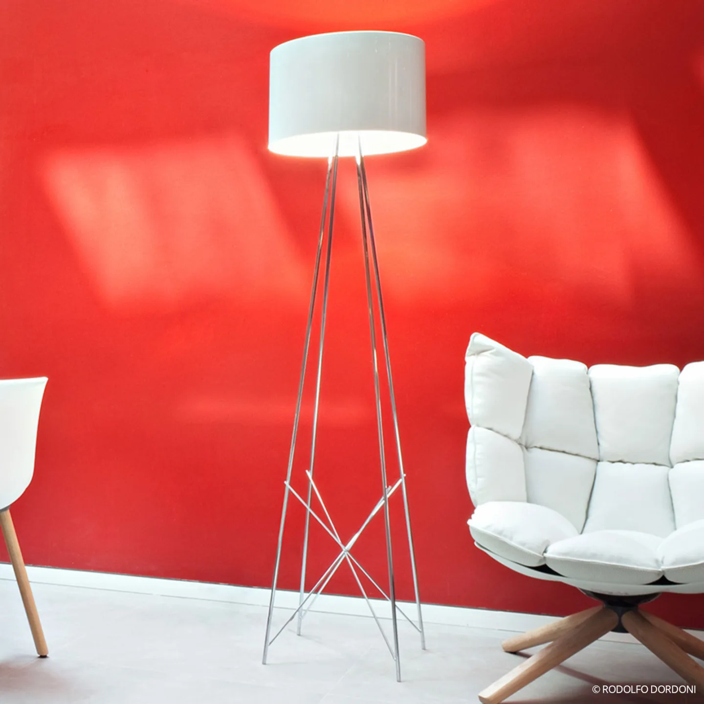 Ray F2 Gulvlampe Hvit - Flos - Stue - Design - Metall - Med skjerm