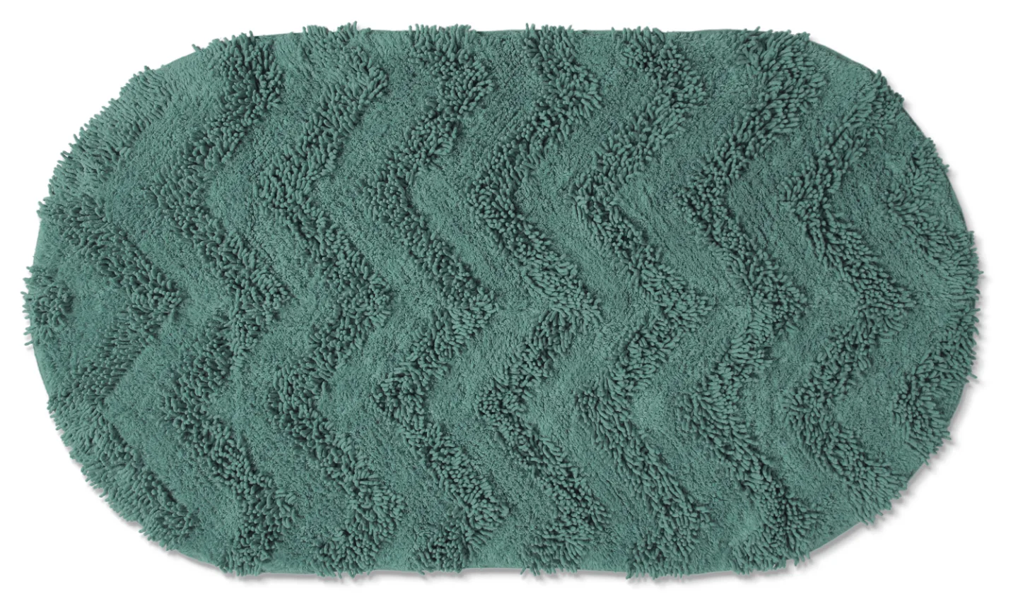 Oval baderomsmatte - Tressa (mørk grønn) (Størrelse: 50 x 90 cm)