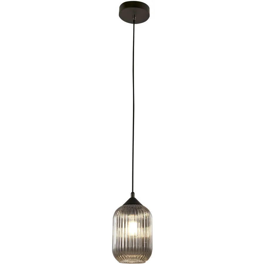 Pendellampe Poncio Grau Glas/Metall 14 cm 200 cm - Material: Metall/Glas