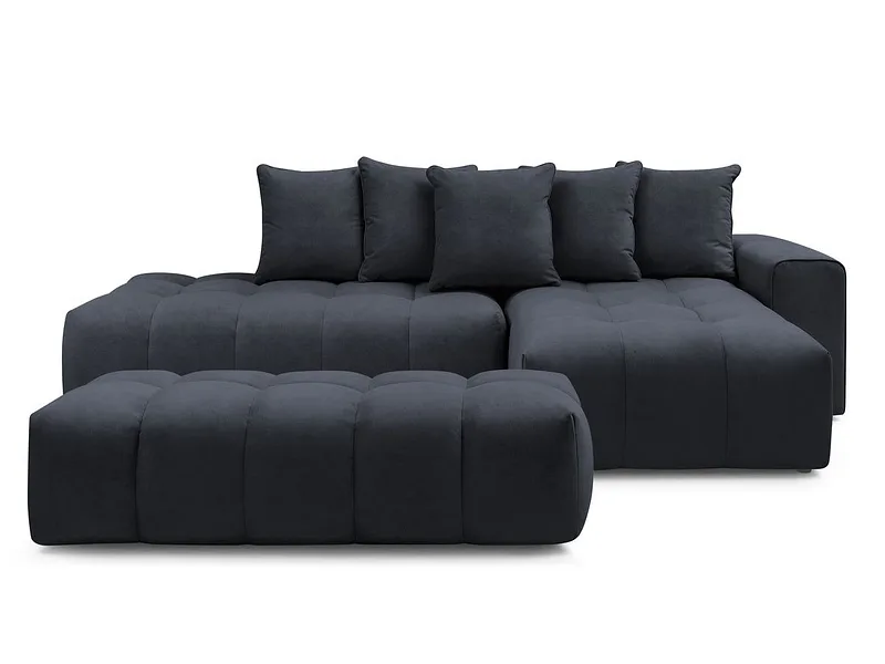 Ecksofa mit Hocker BOBOCHIC MONT-BLANC Samt dunkelblau
