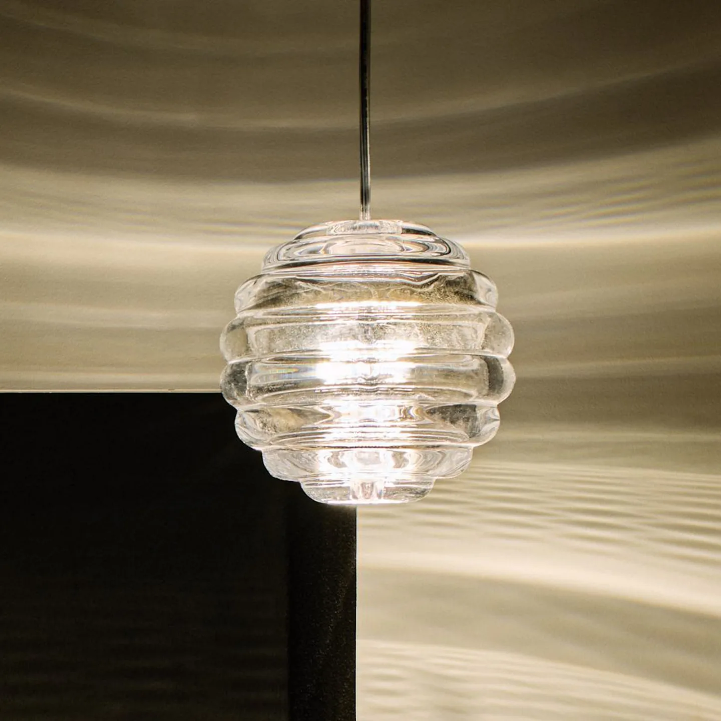 Press Pendelleuchte Mini Sphere 2700K Clear - Tom Dixon Press Sphere - Wohnzimmer - Design - Glas - Mit Schirm
