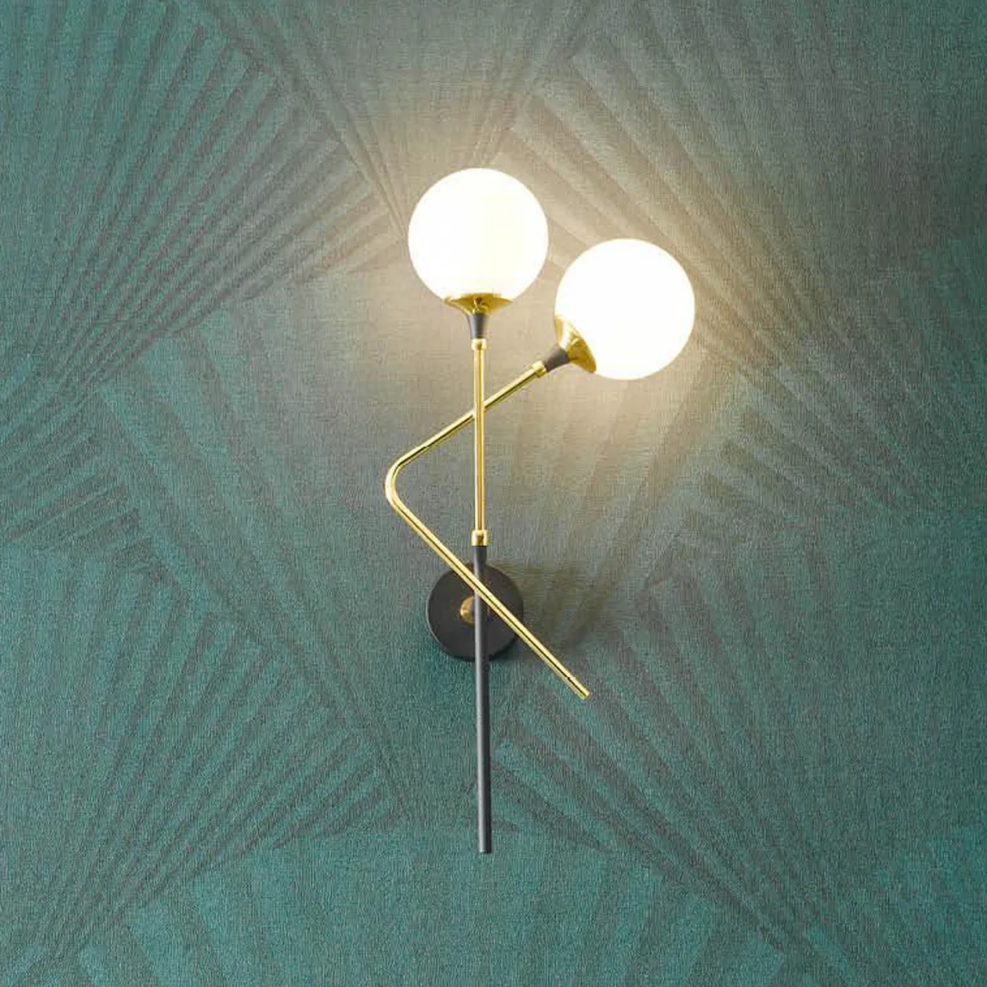 Galassia Wandlampe, oben/links, goldfarben, 2-flg - Stilnovo - Wohnzimmer - Design - Messing - Mehrflammig