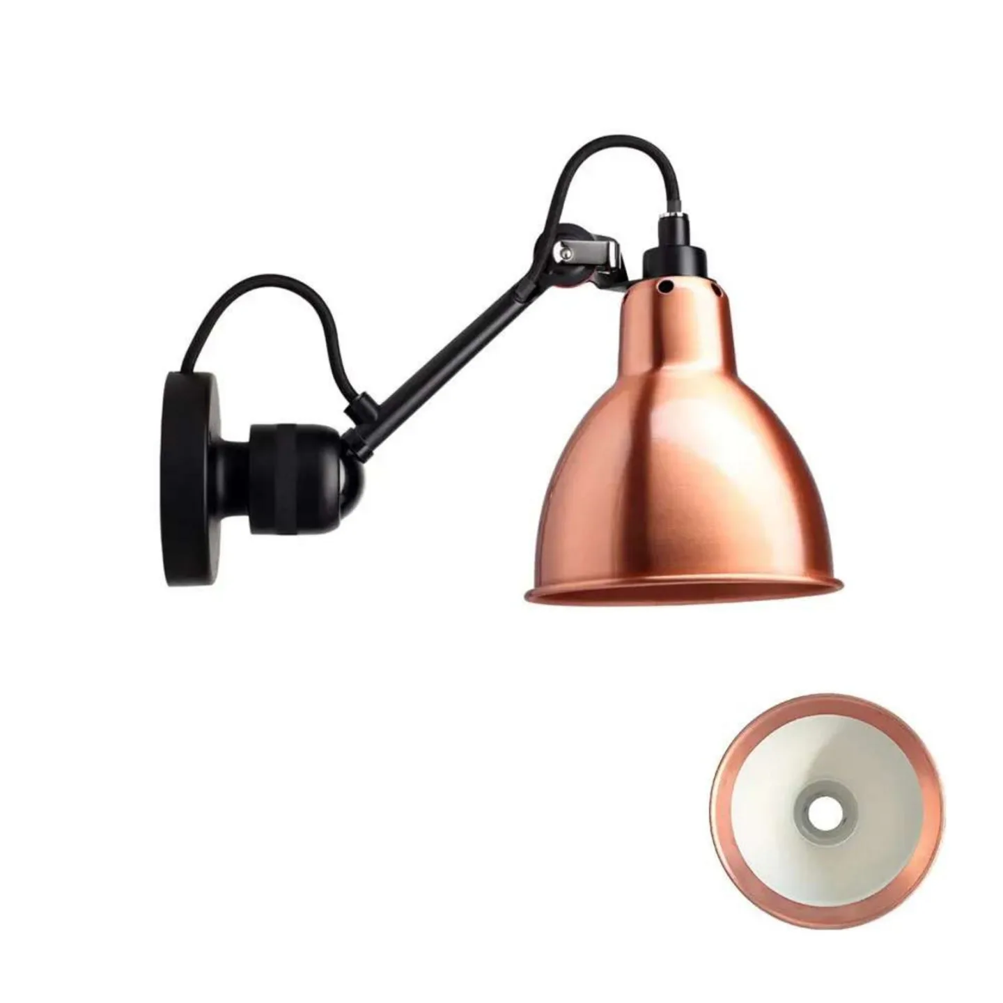 304CA Wandleuchte Schwarz/Kupfer/Weiß - Lampe Gras - Wohnzimmer - Design - Metall