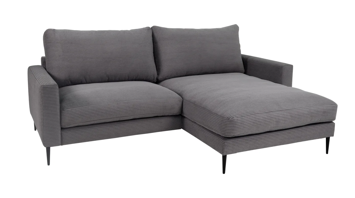 Ecksofa Cord grau 220 x 164 cm - OT rechts - NORDVIK