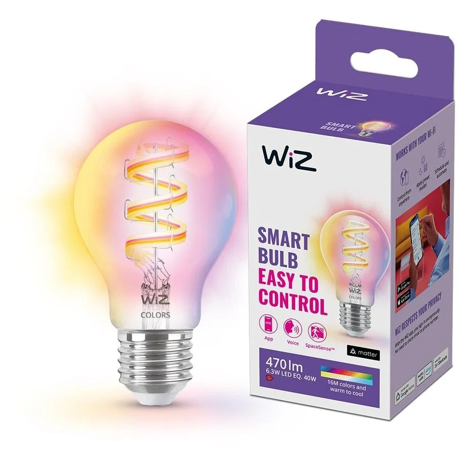 Leuchtmittel WiZ Glas E27 6.3 W - Farbe: klar - LED - Lichtfarbe: Extra warmweiss - Helles Neutralweiss - LED Leuchtmittel