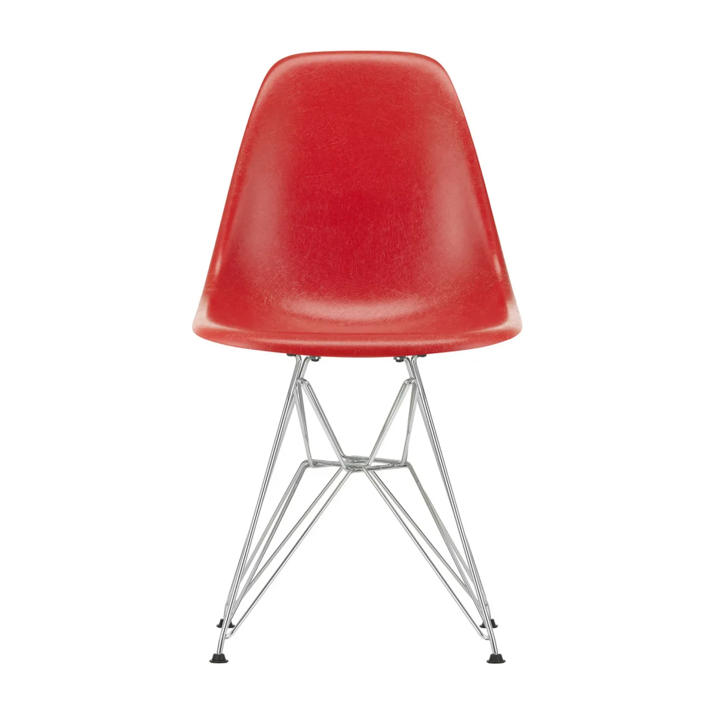 Vitra Eames Fiberglass Side Chair DSR stol Classic red-Chrome