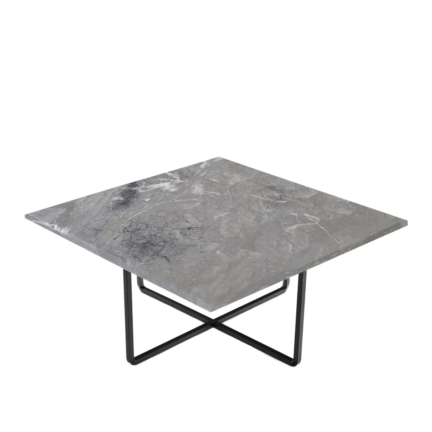 OX Denmarq - Ninety Table 80X80, Black Steel Frame, Top: Grey Marble - Soffbord - Dennis Marquart - Grå - Metall/Sten