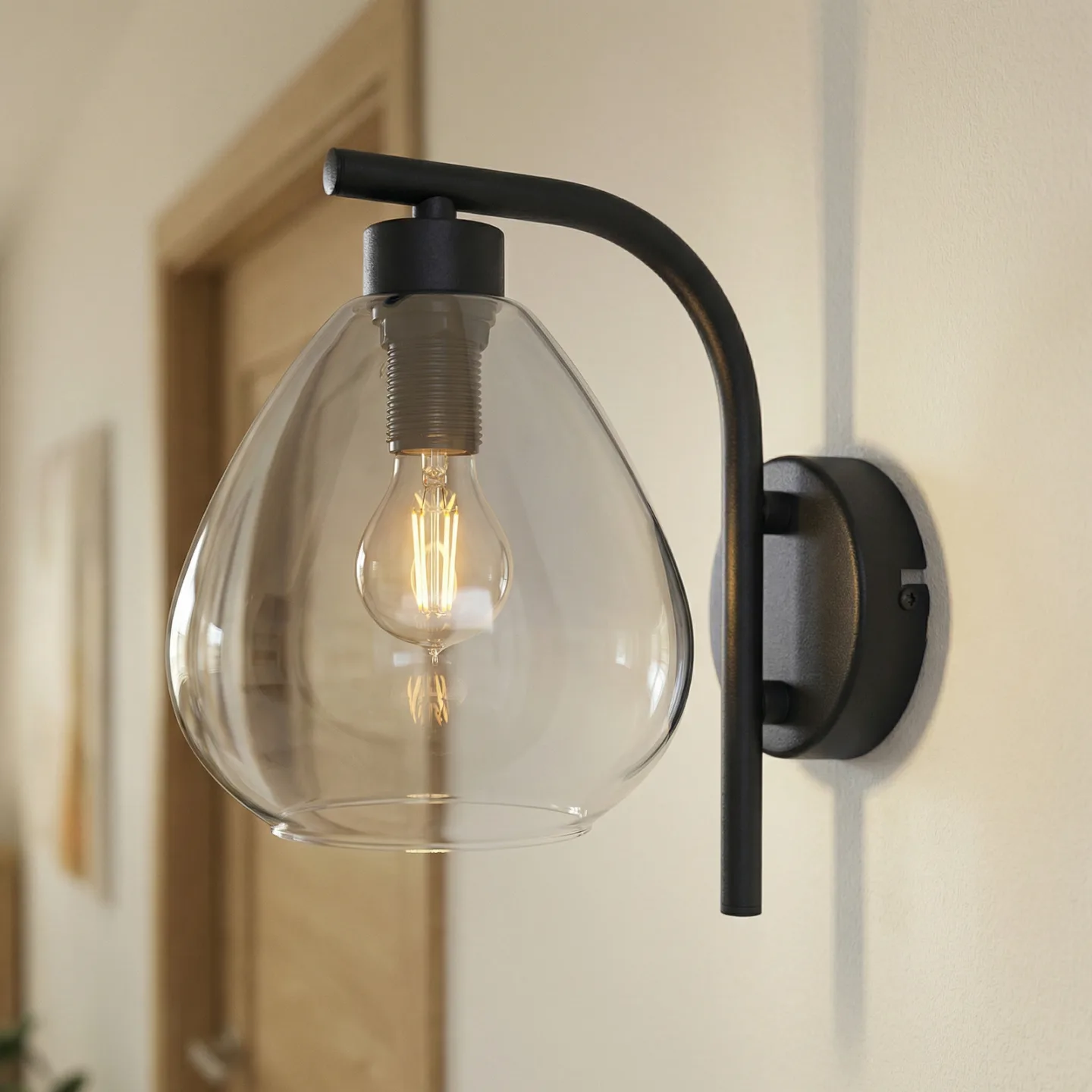 Pendura Vegglampe Ø15 Svart/Røyk Grå - Lindby - Spisestue - Moderne - Glass - Med en lyskilde