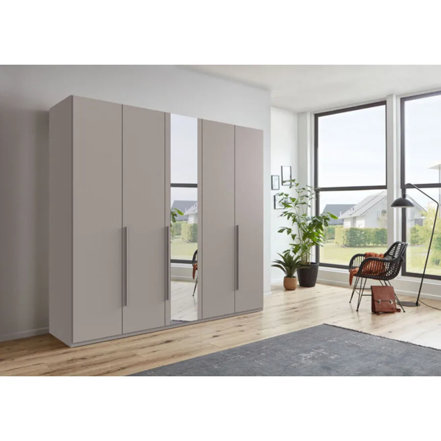 Kleiderschrank Annie Saharagrau - Griffe Saharagrau Mischholz B 225 cm