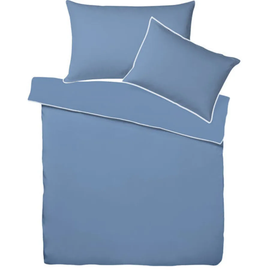 Living Home Bettwäschegarnitur Single Uni stahlblau Baumwolle 160 x 210 50 x 70 cm