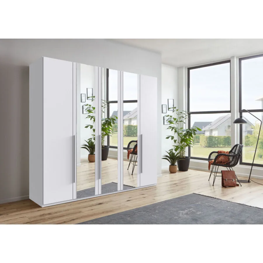 Kleiderschrank Annie Weiß - Griffe Weiß Mischholz B 225 cm