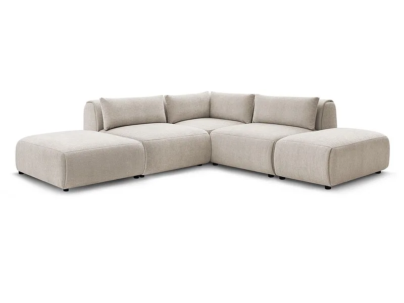 Ecksofa BOBOCHIC JEANNE Stoff mit Textur beige