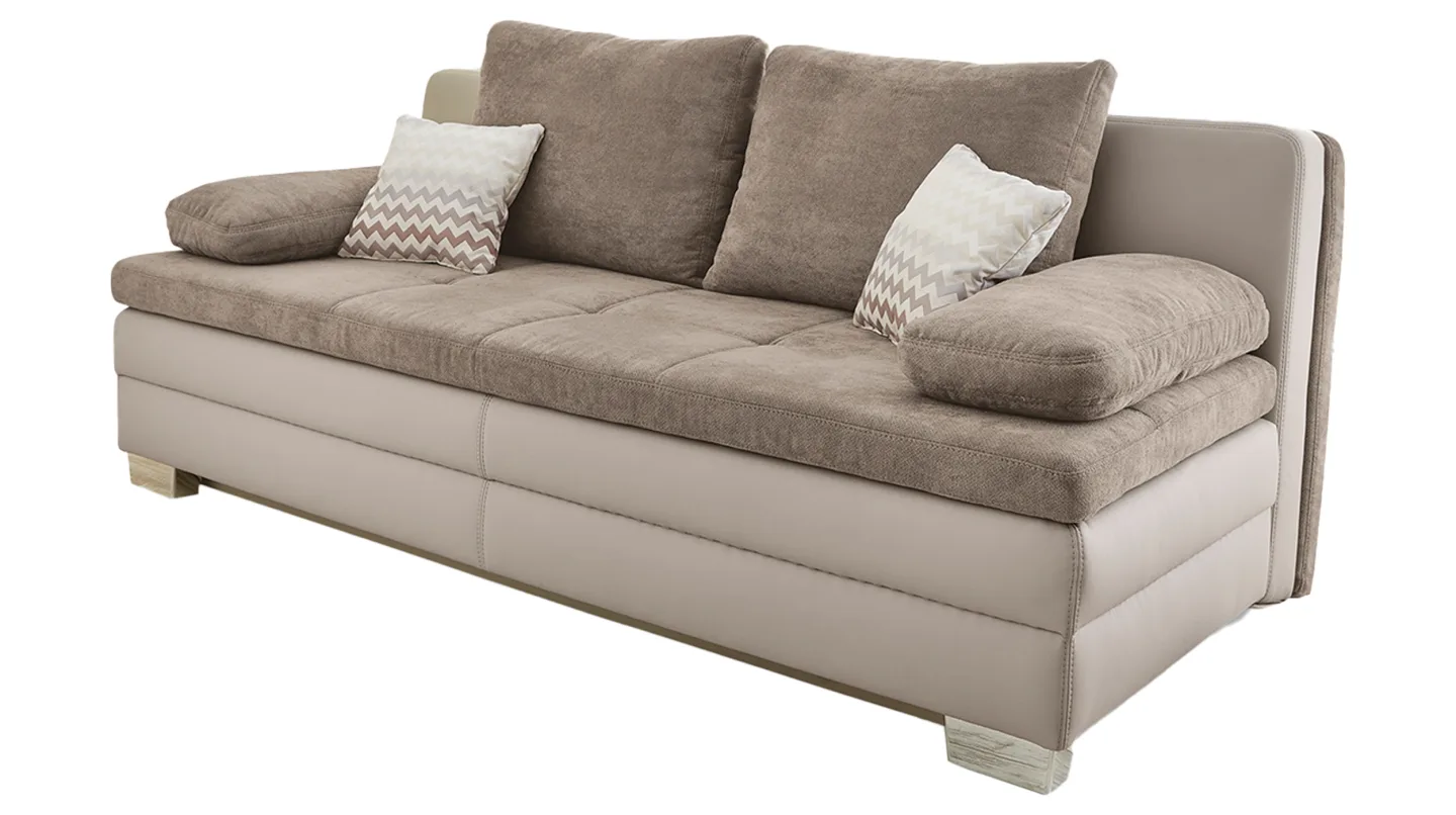 Schlafsofa Bettkasten Dauerschläfer beige 203 cm - LESLO
