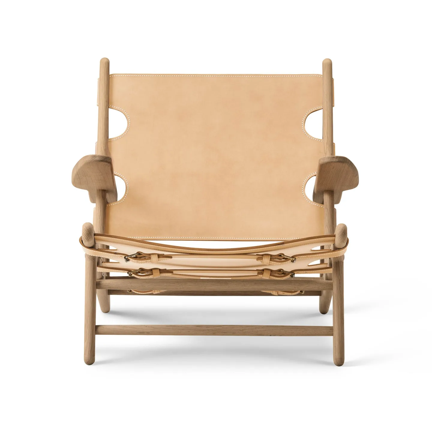 Fredericia Furniture - The Hunting Chair Oak oiled / Natural leather - Fåtöljer - Børge Mogensen - Beige - Läder/Trä