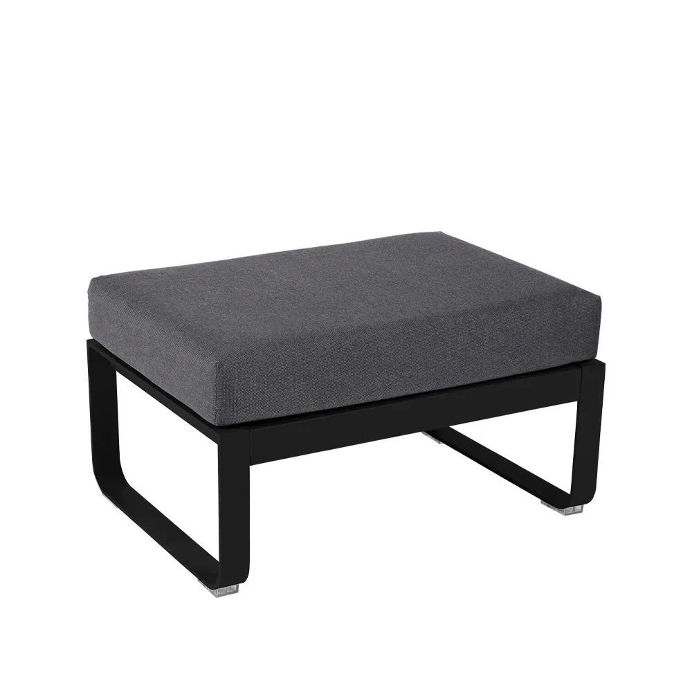 Fermob Bellevie 1-sits fotpall Liquorice (svart), graphite grey dyna