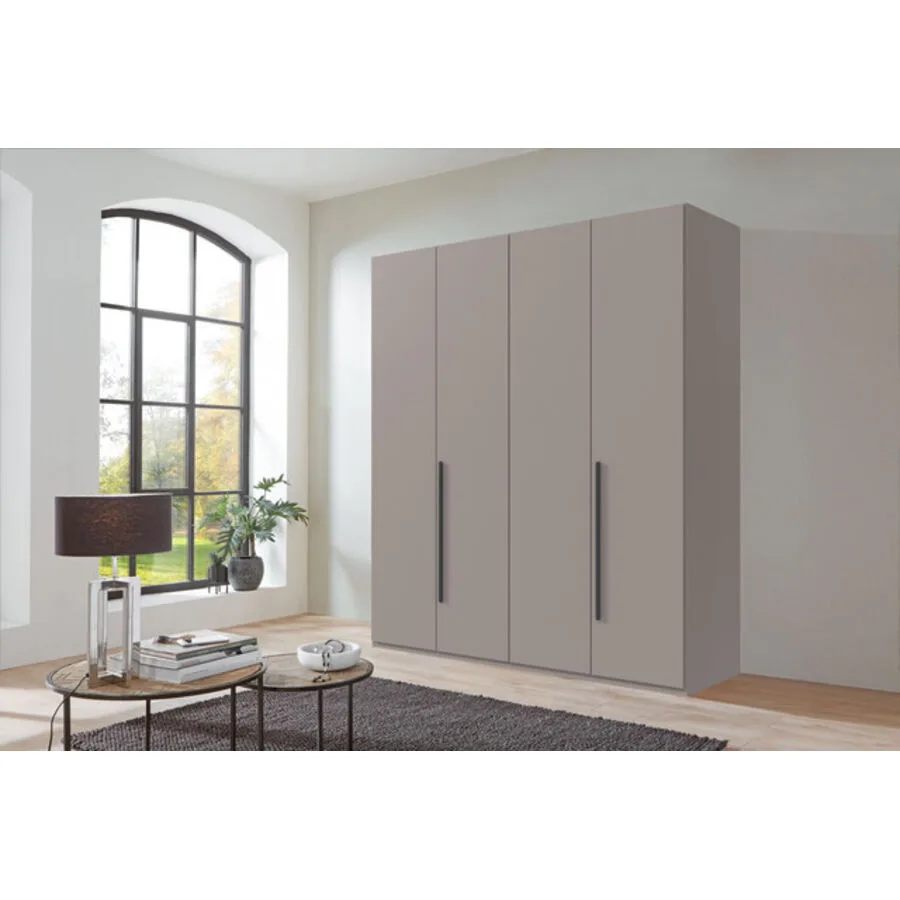 Kleiderschrank Annie Saharagrau - Griffe Grafit Mischholz B 180 cm
