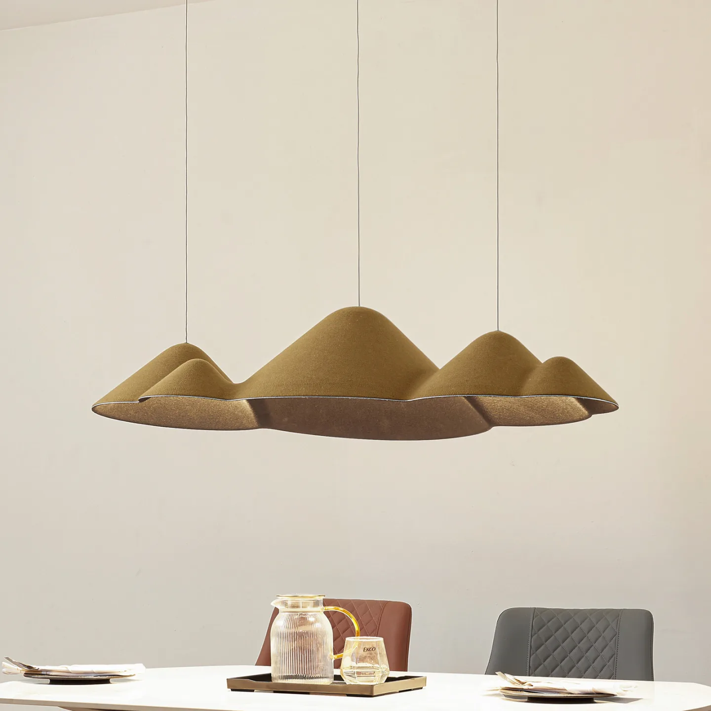 Beutlin LED Pendelleuchte Dim. Olive - Lucande - Esszimmer - Modern - Stoff / Textil - Mehrflammig