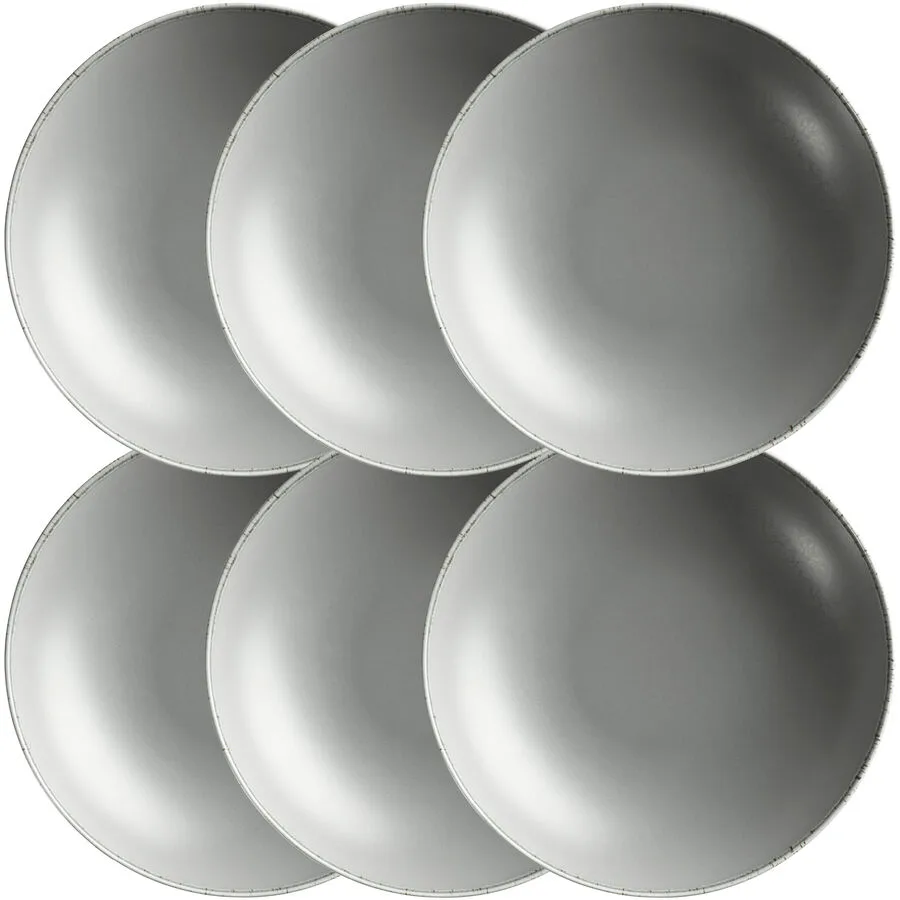 MÄSER Suppenteller-Set 6-tlg. Neutral Grau Porzellan 24 cm