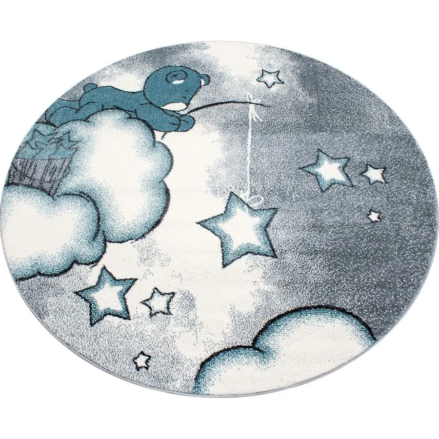 Kinderteppich Kids Grau, Blau, Weiss Anderes Muster Polypropylen 120 x 120 cm