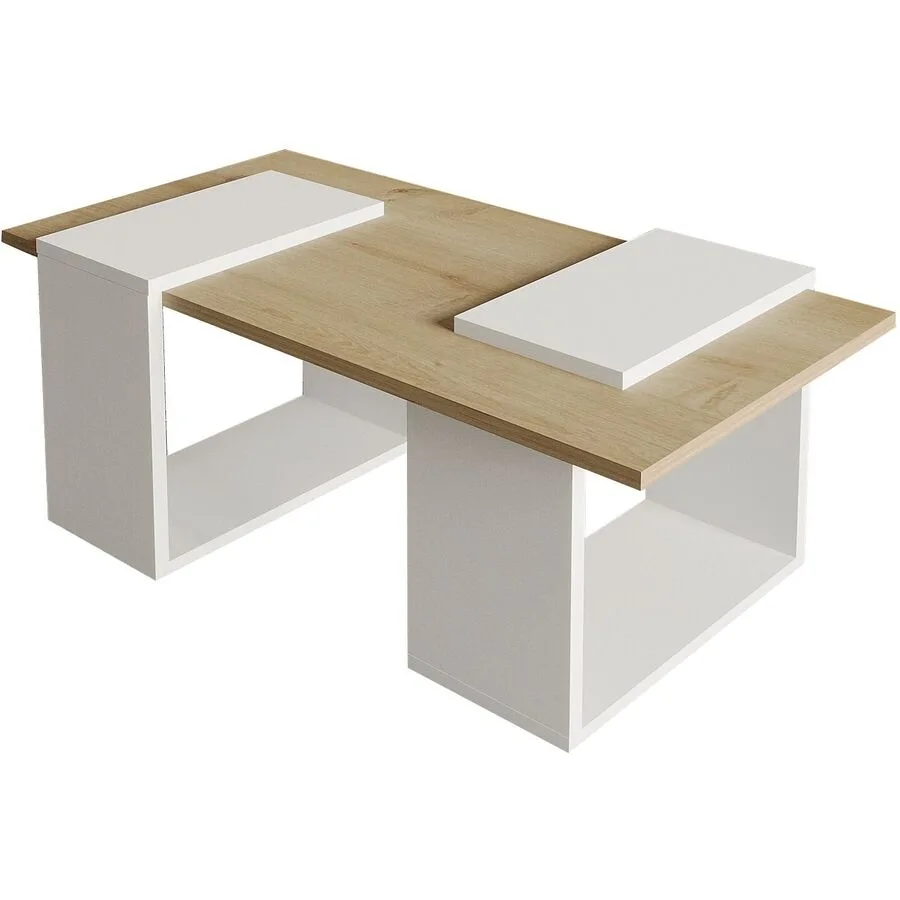 Salontisch Georis Weiß, Saphir-Eiche 100% Melaminbeschichtete Kiefer B 90 cm T 46.6 cm