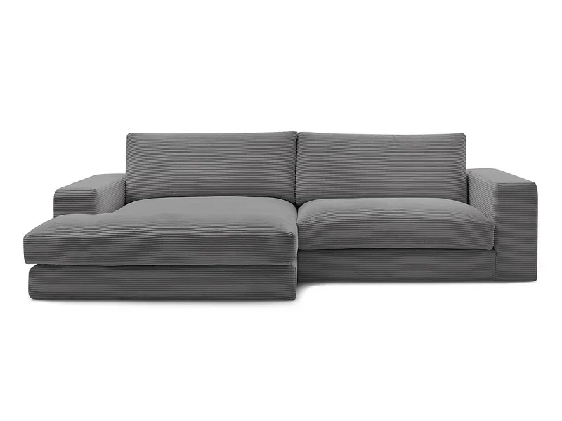Ecksofa BOBOCHIC LEONARD Cord-Stoff dunkelgrau