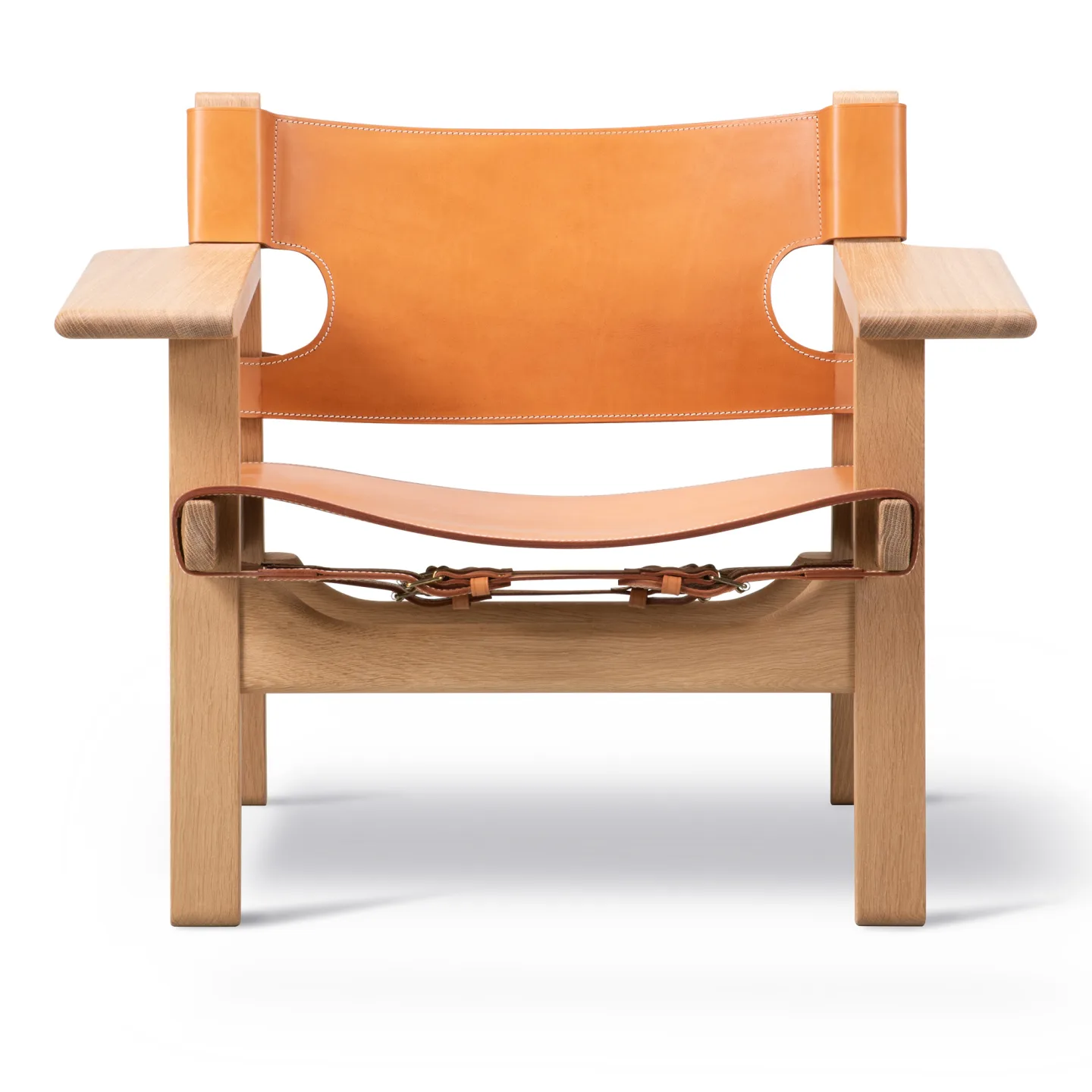 Fredericia Furniture - The Spanish Chair, Oljad ek, Natur läder - Fåtöljer - Børge Mogensen - Beige - Läder/Trä