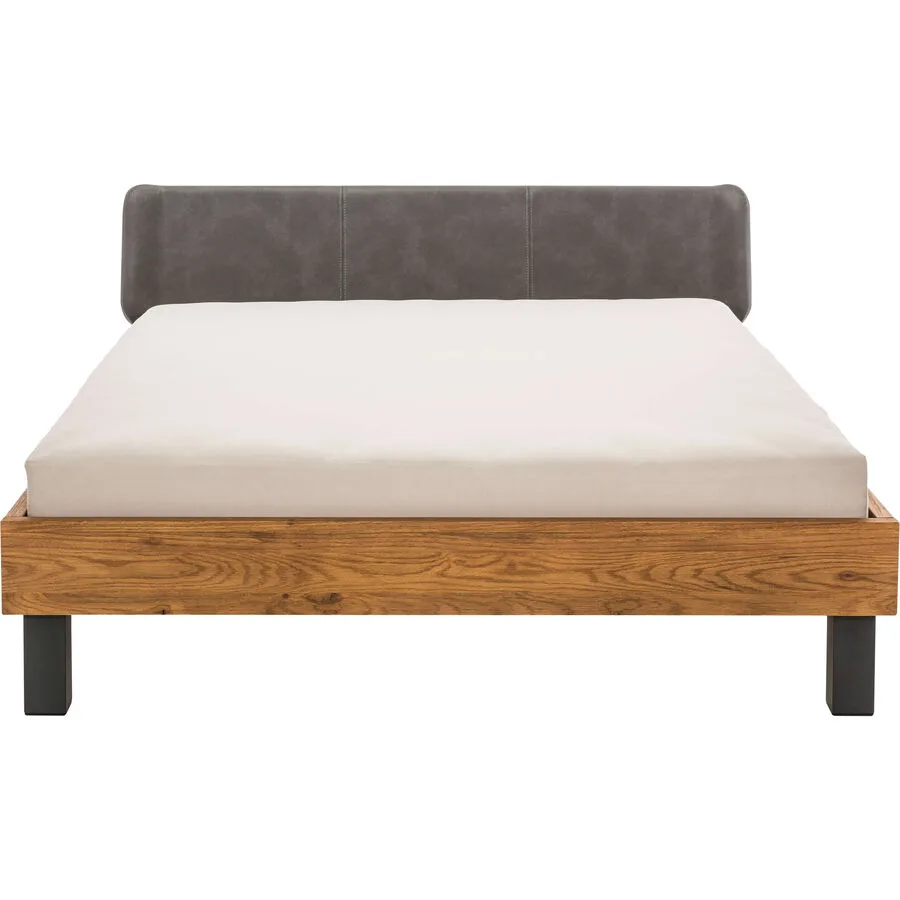 Hasena Bett Oak-Line Wild Grau/Braun Holz/Metall 160 x 200 cm - Farbe: dunkelgrau, natur - Material: Wildeiche, Metall - Möbel Konfigurator: