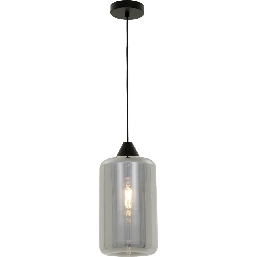 Pendellampe Vivien Grau/Schwarz Eisen/Glas 18.5 cm 130 cm - Farbe: Schwarz/Grau