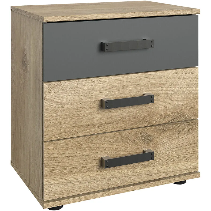 Nachttisch Jasmin Eiche, Graphit Holzwerkstoff B 52 H 58 cm