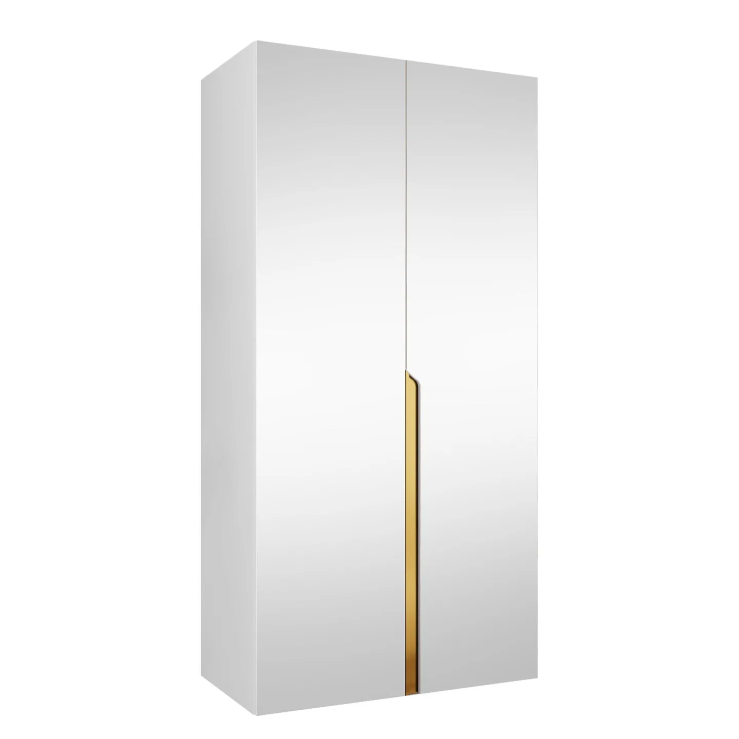 Milias Garderob med spegel 100x202 cm - vit / guld