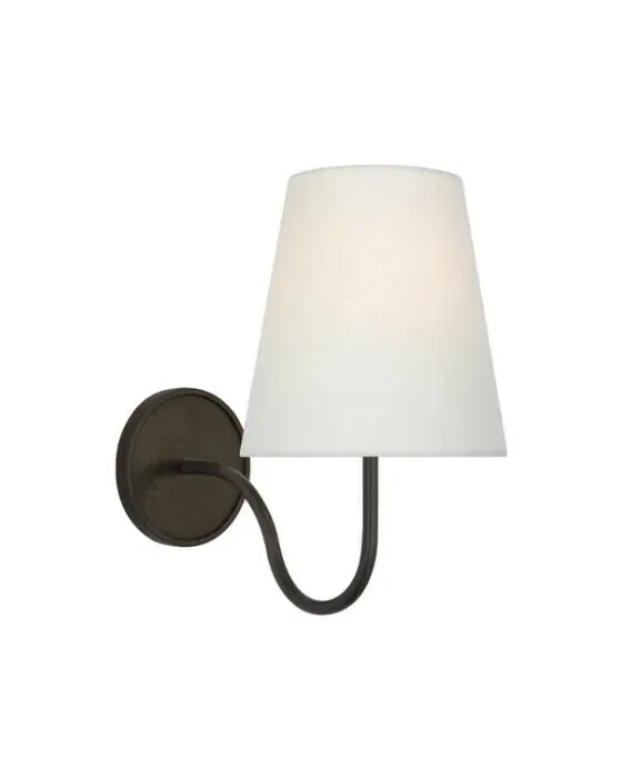 Lyndsie Small Sconce Aged Iron/Linen Shade