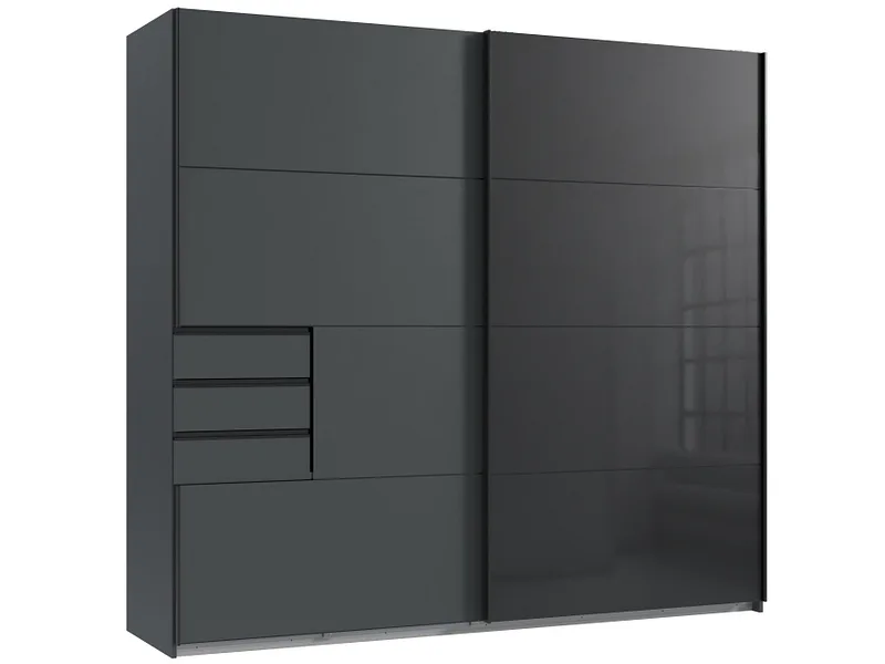 Schwebetürenschrank MIDNIGHT grafit 2 Türen 3 Schubladen