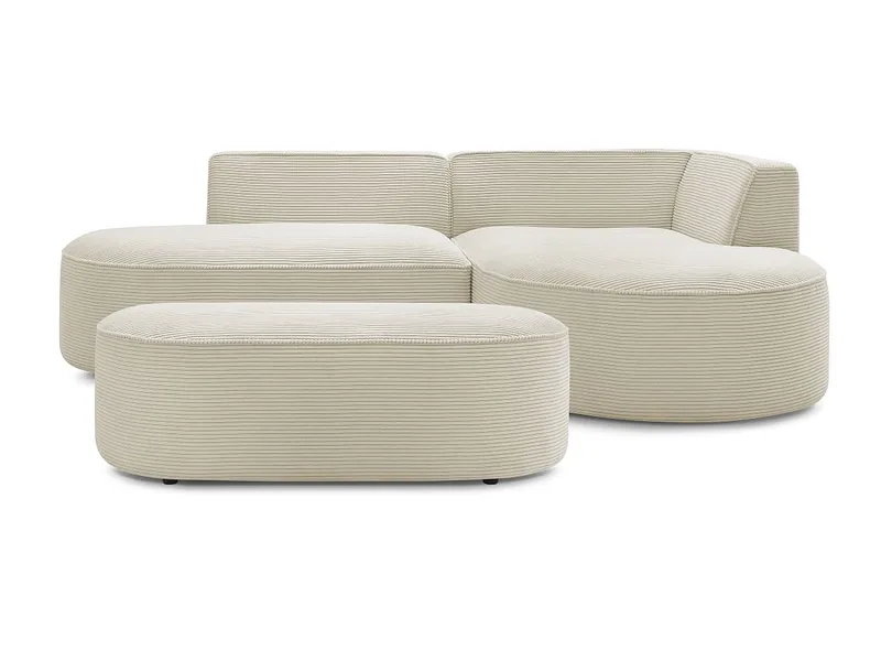 Ecksofa mit Hocker BOBOCHIC ROUSSEAU Cord-Stoff beige