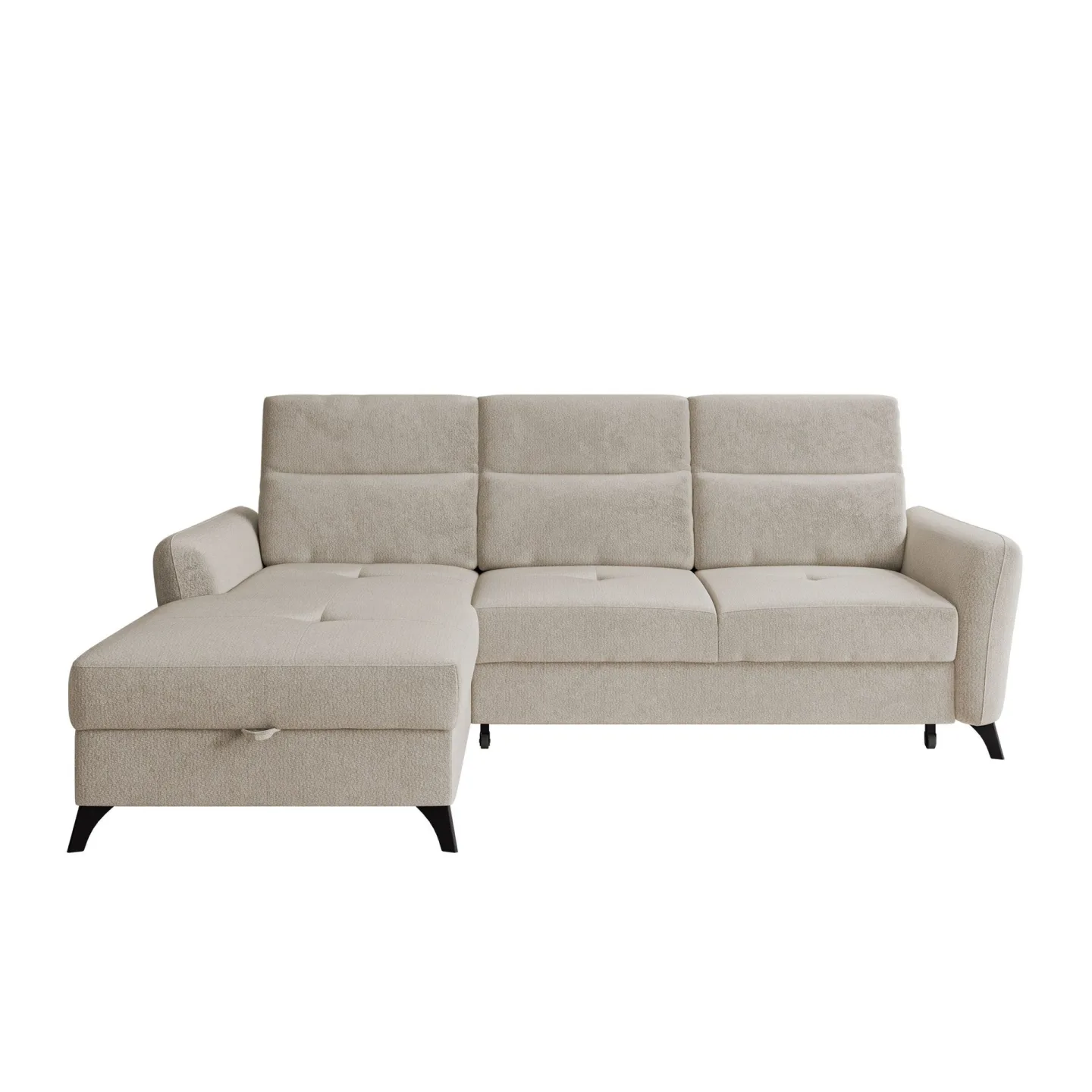 Sies 3-sits Bäddsoffa divan vänster med förvaring - beige