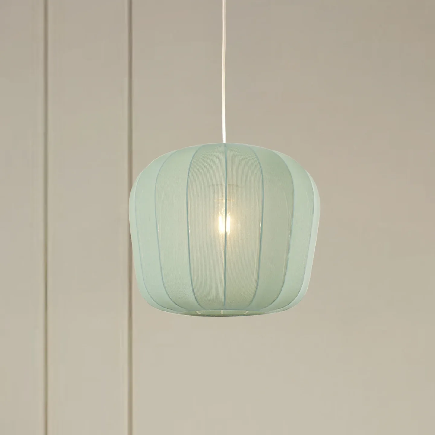Helin Pendelleuchte Ø35 Blau - Lindby - Esszimmer - Modern - Stoff / Textil - Einflammig