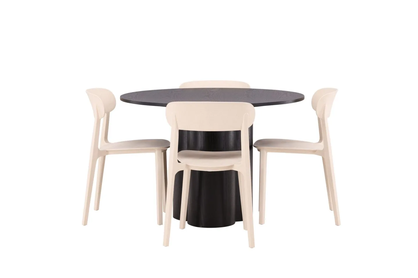 Olivia Matgrupp 110 cm Rund med 4 Åstol Stolar - Beige
