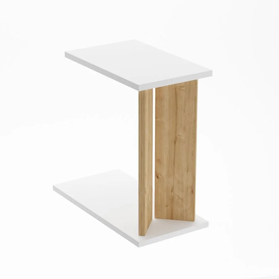 Beistelltisch Hylde Eiche Weiss/braun Holzwerkstoff B 25 cm H 48.6 cm
