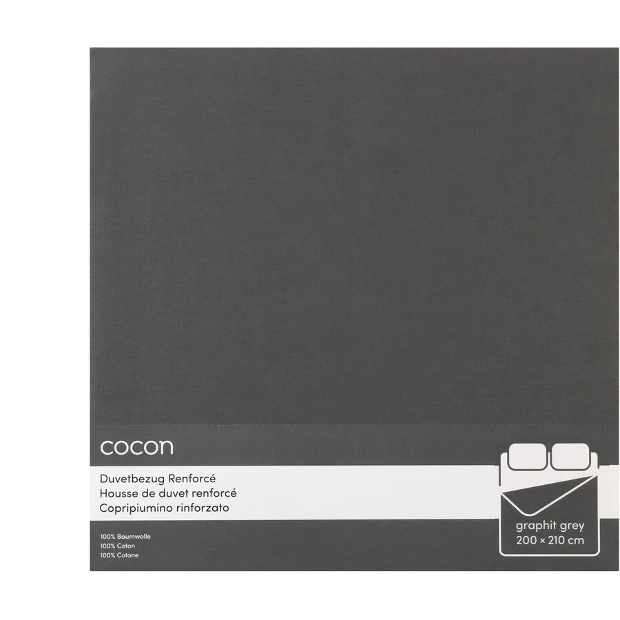 Duvetbezug COCON Graphit Baumwolle 200 x 210 cm - Material: Renforcé