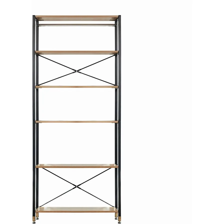 Regal Cecilia akazie, schwarz MDF, Metall B 85 H 210 cm