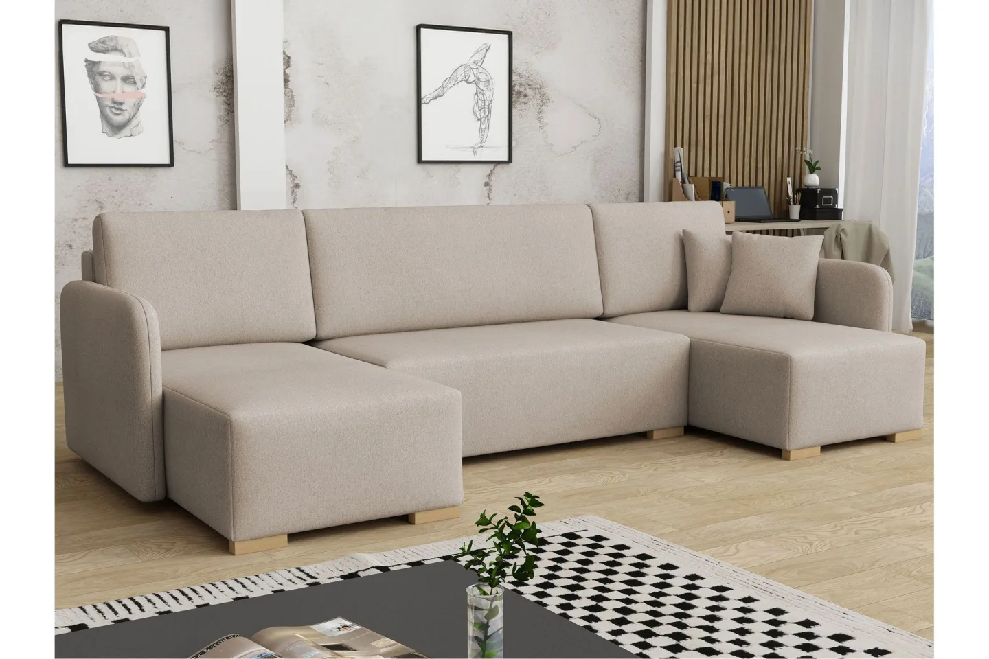 Amelus Bäddsoffa Dubbeldivan 4-sits - Beige