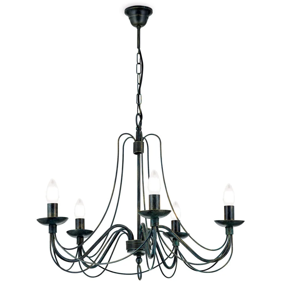 Kronleuchter Vela Grün/Schwarz Stahl 60 cm 50 cm - Farbe: Schwarz/grün